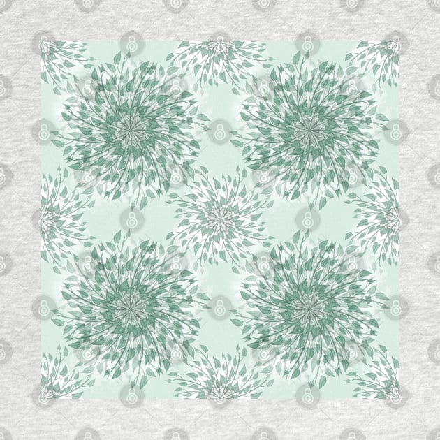 Green Leaves Mandala Pattern by DeneboArt